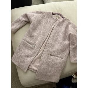 Forever 21 Size Small PALE PINK Boucle COAT w/Zippers Wool Blend + Lined